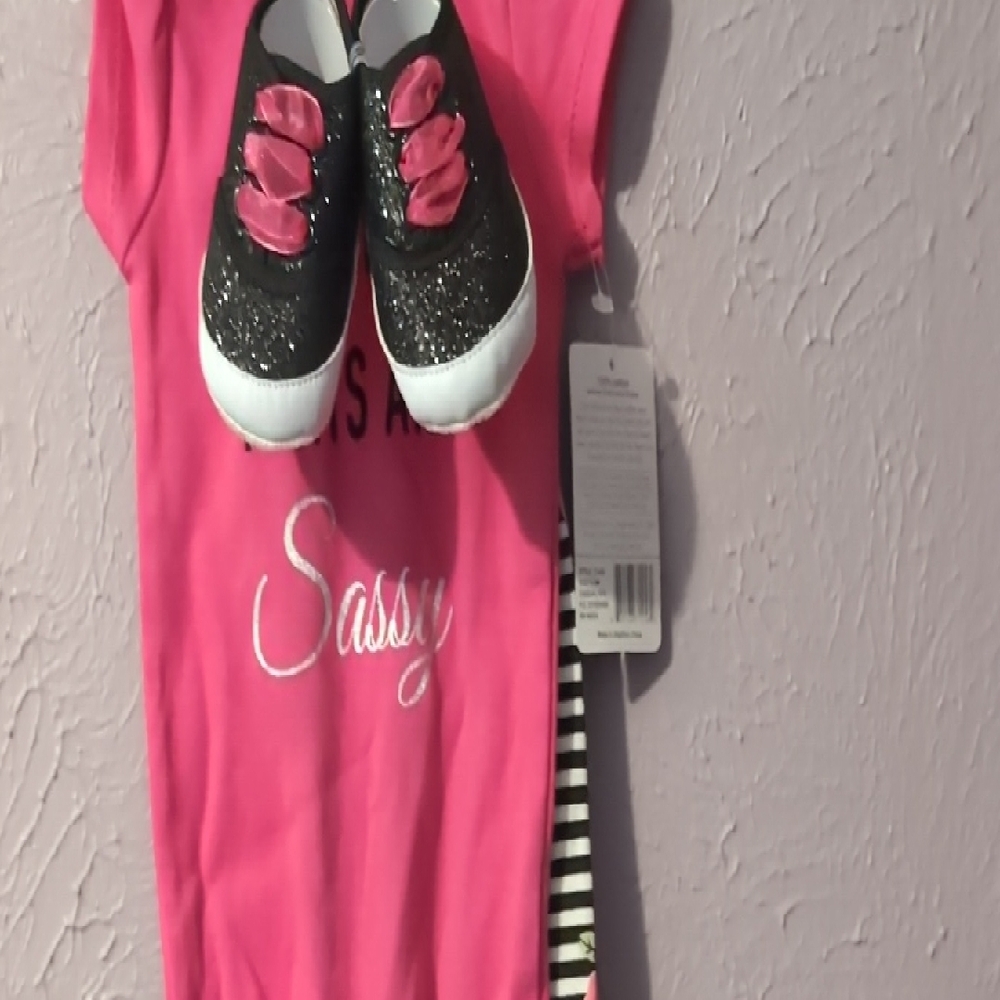 Pink and Black Baby Outfit with Shoes